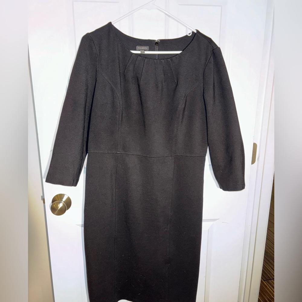 Talbots 3/4 Sleeve Sheath Dress, Black, Size 12